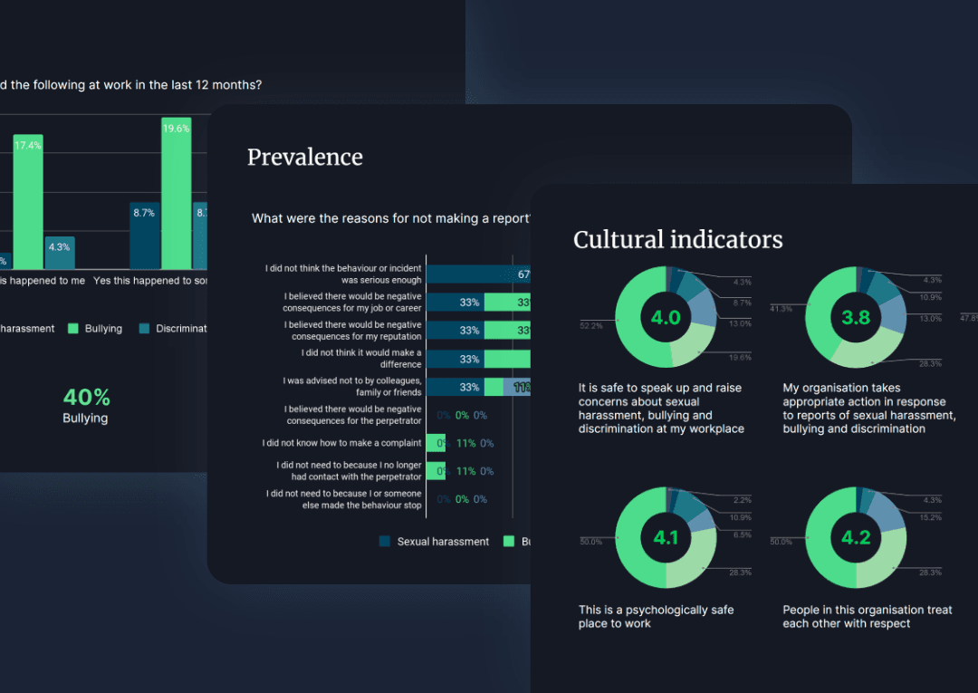 Screenshot of the admin report dashboard